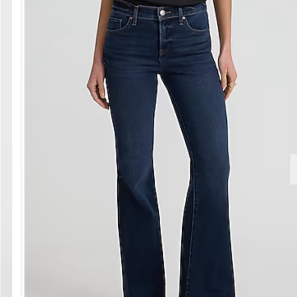 EXPRESS Dark Blue Women's Dark Wash Midrise Straight Boot Cut Jeans, WM’S 8R